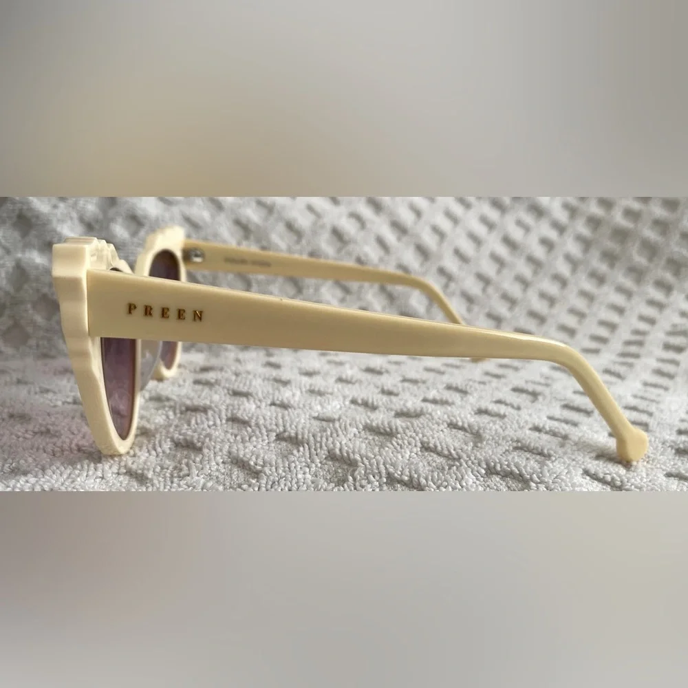 Preen by Thornton Bregazzi Phillipa Cat Eye Sunglasses Ivory Pink Lenses $380 - Picture 5 of 16